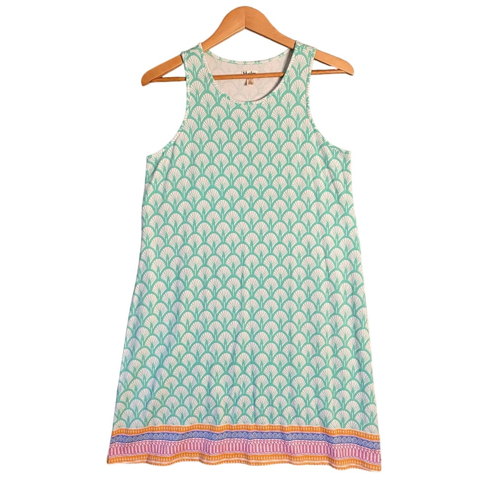 Hatley Dress Sz Large Boho Geometric Sleeveless Cotton Stretch Mini Preppy